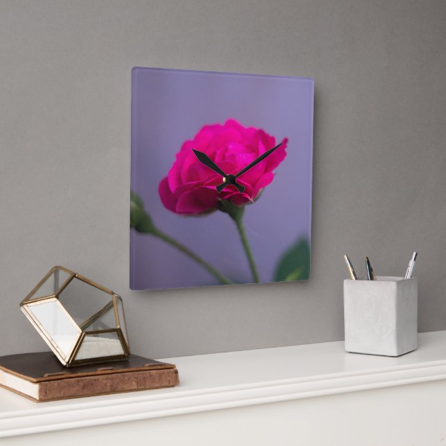 Relógio Quadrado Rosa de jardim rosa (Escritório)