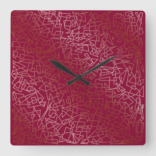 Relógio Quadrado Rosa de ouro elegante e padrão geométrico