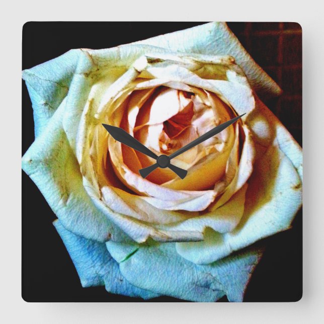 Relógio Quadrado Rosa de Pêssego (Frente)