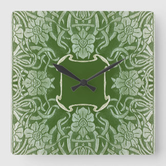 Relógio Quadrado Rosa de Vintage em Horário Verde