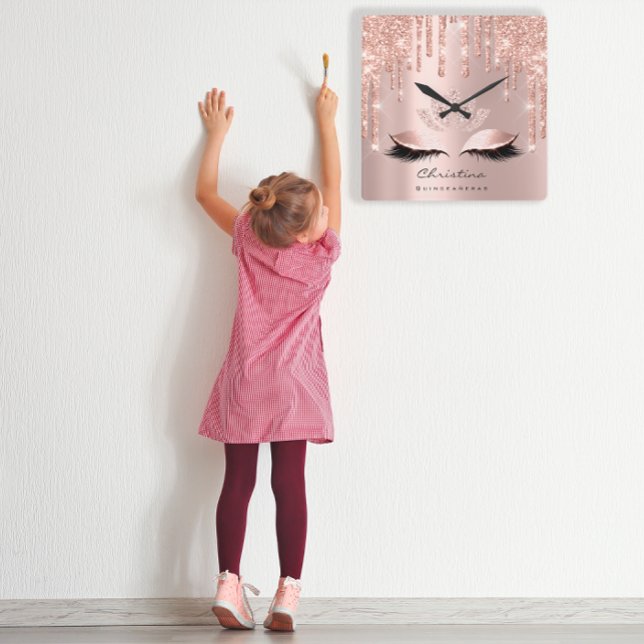 Relógio Quadrado Rosa rosa rosa rosa Pastel Sparkly Diamond Lotus P (Pink Rose Pastel Sparkly Diamond Lotus Princess Square Wall Clock)