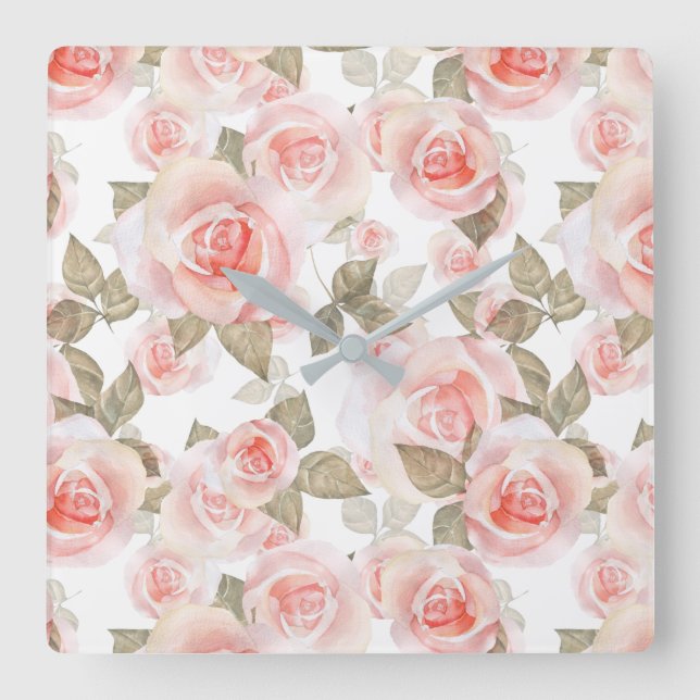 Relógio Quadrado Rosas (Frente)
