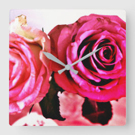 Relógio Quadrado Rosas Bloqueadores
