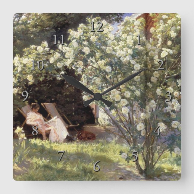 Relógio Quadrado Rosas do Les de Kroyer (Frente)