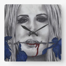 Rosas Sangrentas Mulher Vampira Azul Retrato Arte