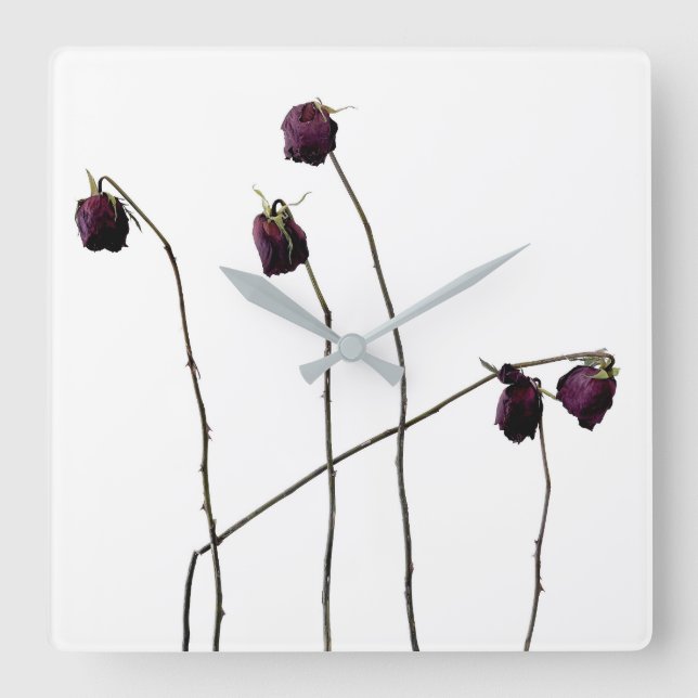 Relógio Quadrado Rosas Vermelhas (Frente)