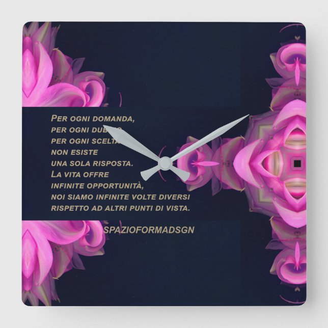 Relógio Quadrado Rose broken heart in black in the powder & Dubbio (Frente)