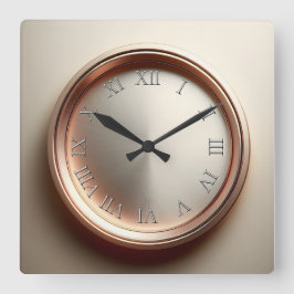 Relógio Quadrado rose gold ring and roman numerals