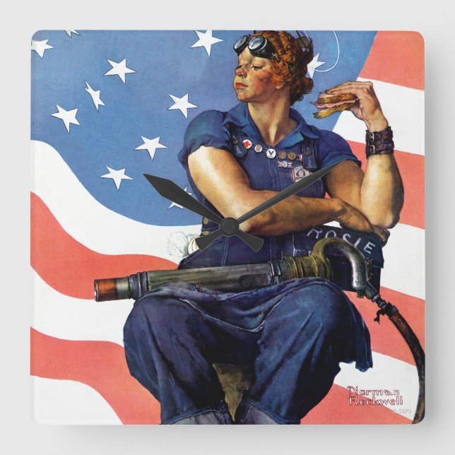 Relógio Quadrado "Rosie the Riveter" (Frente)