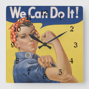 Relógio Quadrado Rosie the Riveter: Forte Empoderamento feminino