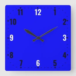 Relógio Quadrado Rosto Azul Brilhante Com Números - Sem Framais