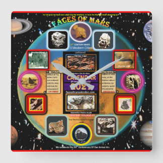 Relógio Quadrado Rostos de marte Acrílico