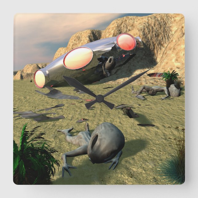 Relógio Quadrado Roswell OFO Crash (Frente)