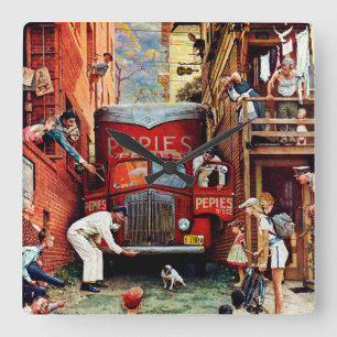 Relógio Quadrado Roteiro por Norman Rockwell
