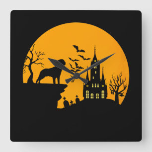 Relógio Quadrado Rottweiler Halloween