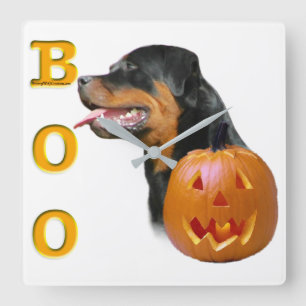 Relógio Quadrado Rottweiler Halloween