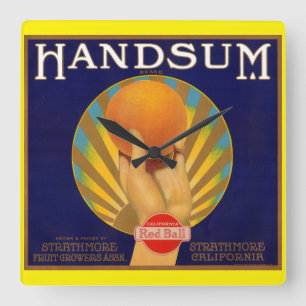 Relógio Quadrado Rótulo da caixa laranja dos anos 30 Handsum