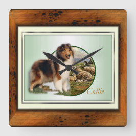 Relógio Quadrado Rough Collie Keeper da ovelha