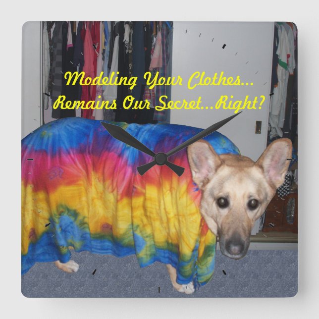 Relógio Quadrado Roupas de modelagem de dias de as mães (Frente)