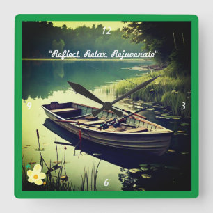 Relógio Quadrado "Rowboat em águas estáticas"