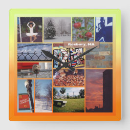 Relógio Quadrado Roxbury, Massachusetts Photo Collage 9958