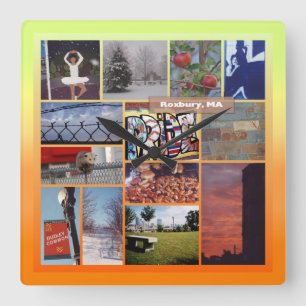 Relógio Quadrado Roxbury, Massachusetts Photo Collage 9958