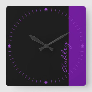 Relógio Quadrado Roxo 519 moderno personalizado