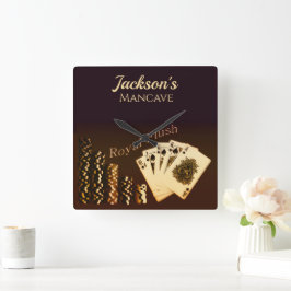 Relógio Quadrado Royal Flush Poker Themed Wall