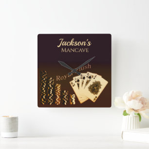 Relógio Quadrado Royal Flush Poker Themed Wall