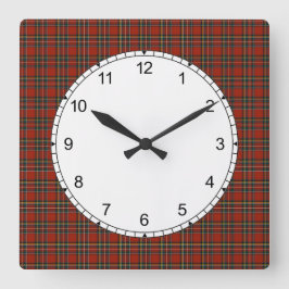 Relógio Quadrado Royal Stewart Tartan Red Xadrez Padrão escocês