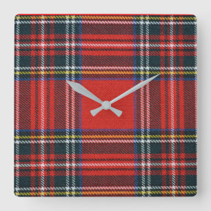 Relógio Quadrado Royal Stewart Tartan Square Wall Clock