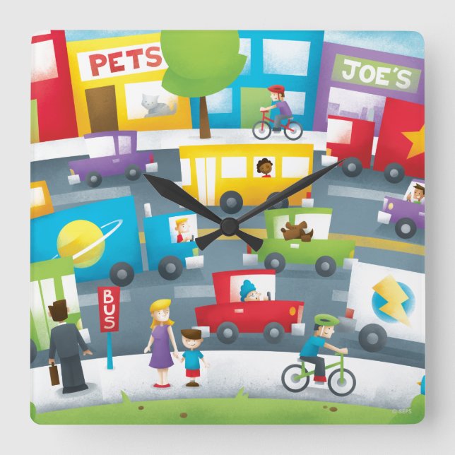 Relógio Quadrado Rua Cidade (Frente)