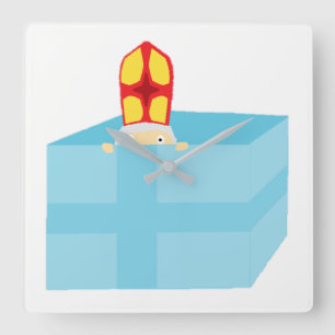 Relógio Quadrado Rua Engraçada, Nicholas Dutch Sinterklaas Kids Art