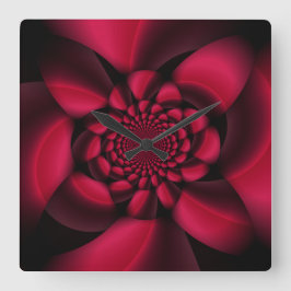 Relógio Quadrado Ruby Red Black Petal