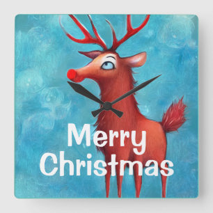 Relógio Quadrado Rudolph, a rena vermelha