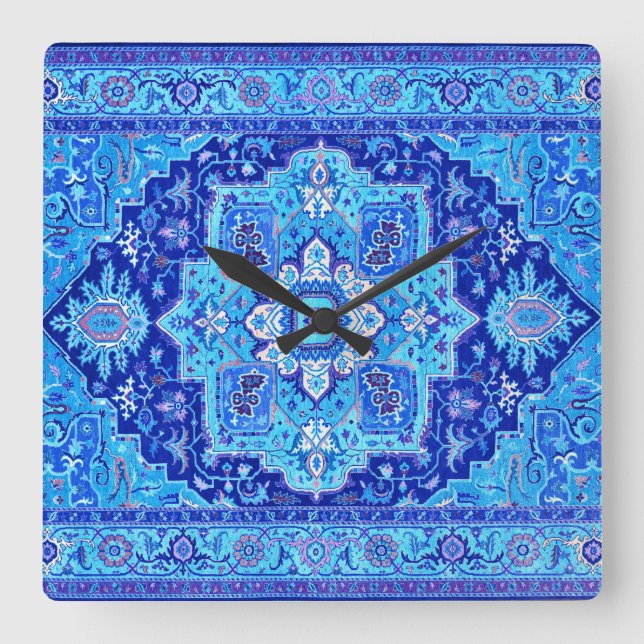 Relógio Quadrado RUG PERSA - Azul (Frente)