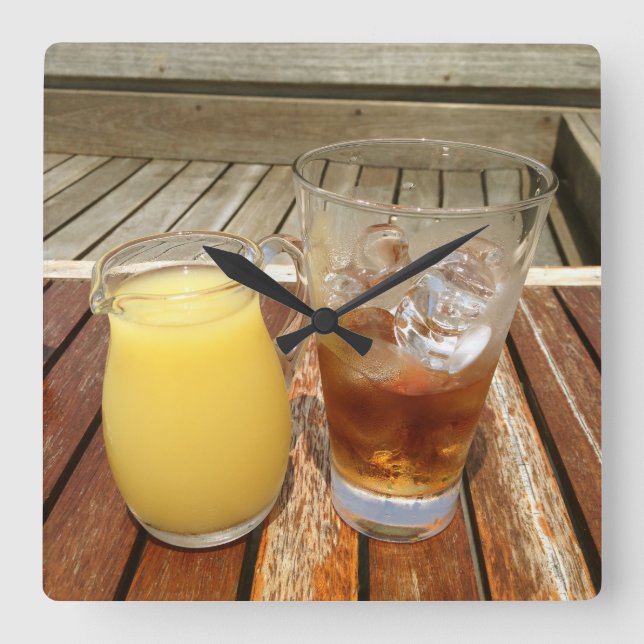 Relógio Quadrado Rum e ananás (Frente)