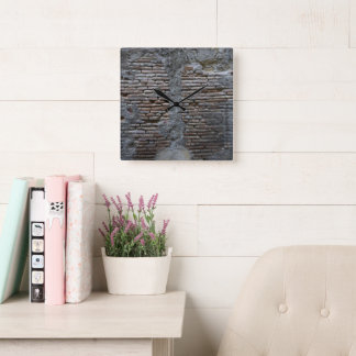 Relógio Quadrado Rustic Brick Stone Wall Napoli 1