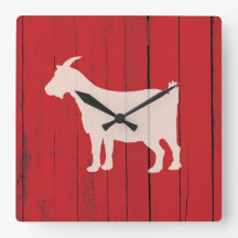 Rustic Farmhouse Goat Red Wood Panel
