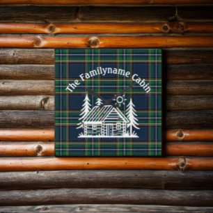 Relógio Quadrado Rustic Log Cabin Tartan