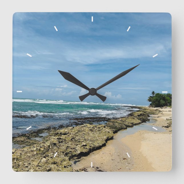 Relógio Quadrado Rustic Monograma Farmhouse (Frente)