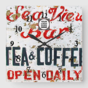 Relógio Quadrado Rustic Seaview Coastal temed Hotel personalizado