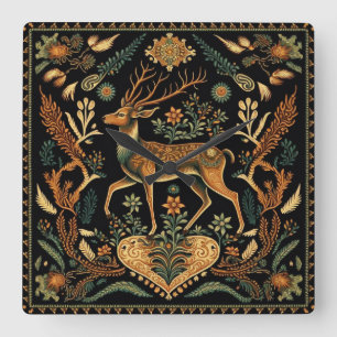 Relógio Quadrado Rustic Wilderness Deer