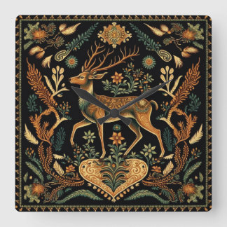 Relógio Quadrado Rustic Wilderness Deer