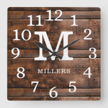 Rustic Wood Large Number Family Name Monograma