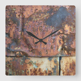 Relógio Quadrado Rusty Metal Side Antigo Edifício Industrial