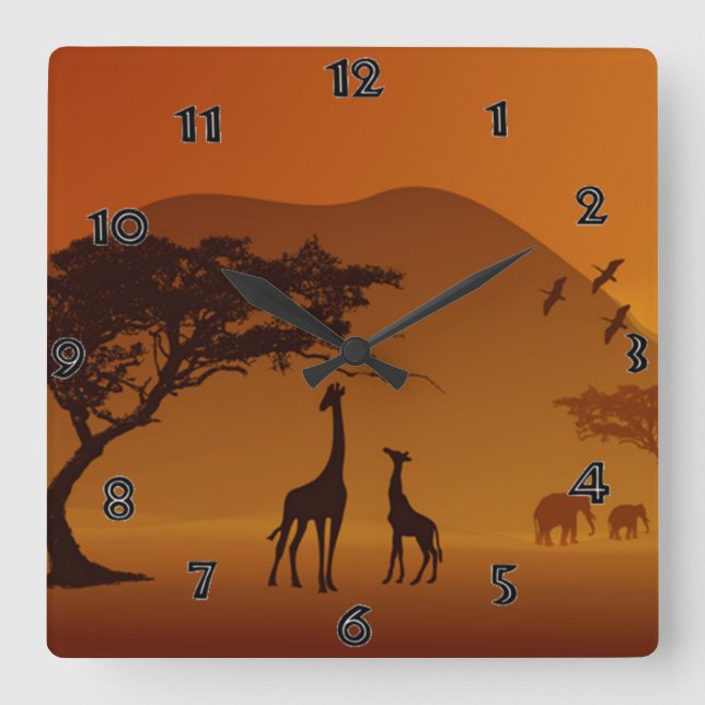 Relógio Quadrado Safari Wall Clock (Frente)