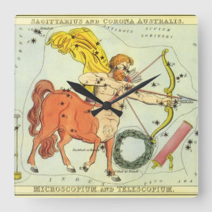 Relógio Quadrado Sagitário, Constelação Vintage Espelho de Urânia