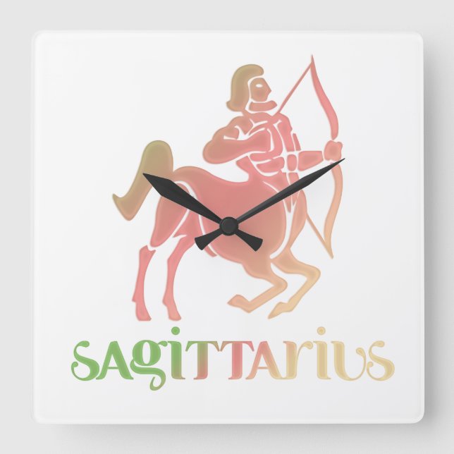 Relógio Quadrado Sagittarius Astrology Zodiac d1 Wall Clock 2 (Frente)