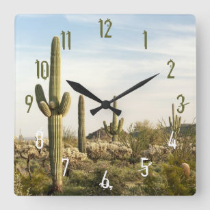 Relógio Quadrado Saguaro Cactus, Arizona,EUA